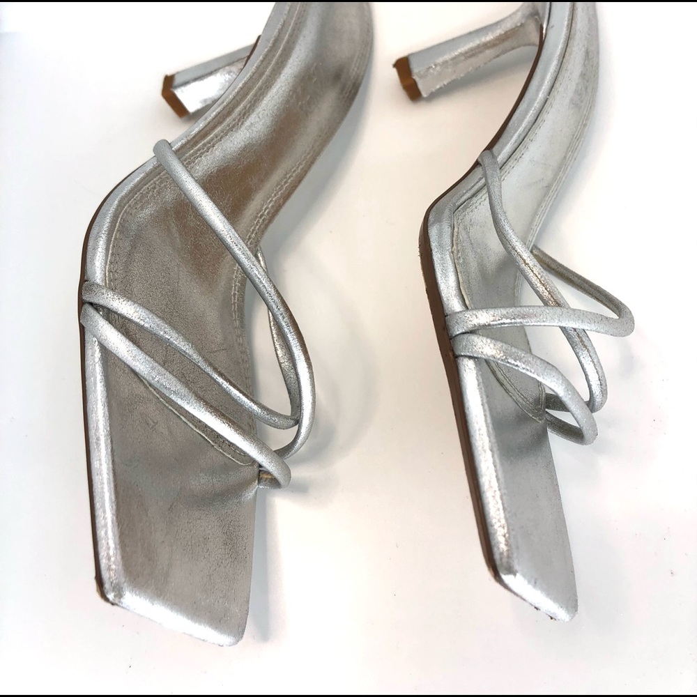 Zara silver chrome mule, size 9. gently worn.